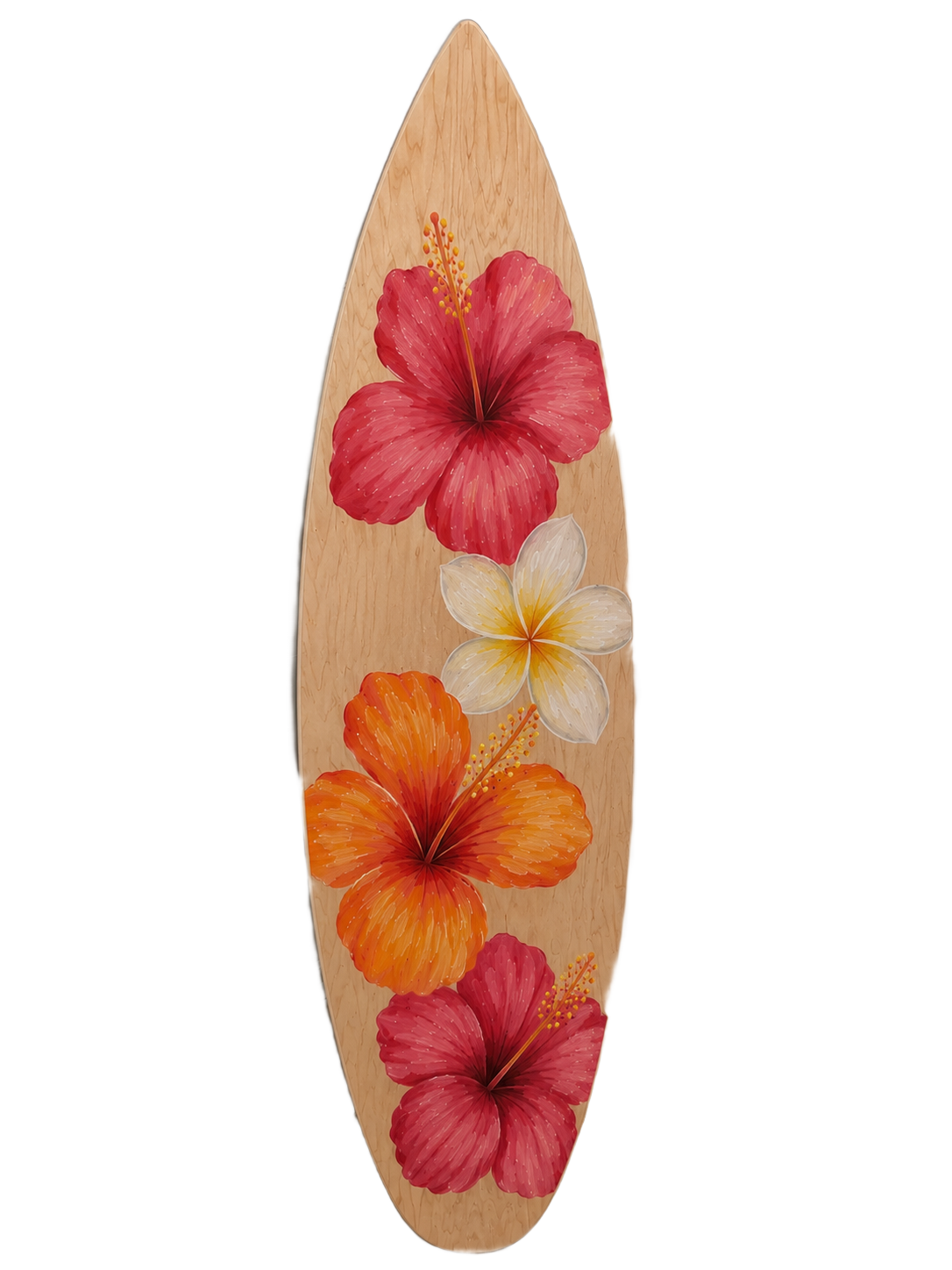 Hibiscus Trio — hand-painted surfboard